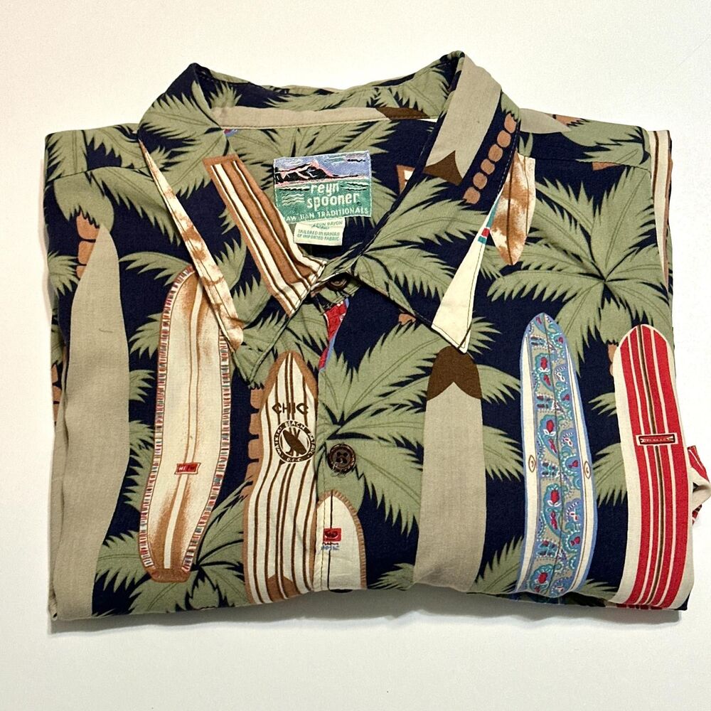 Reyn Spooner Shirt Men XL Multicolor Button-Up Short Sleeve Surfboard Print - Picture 11 of 11